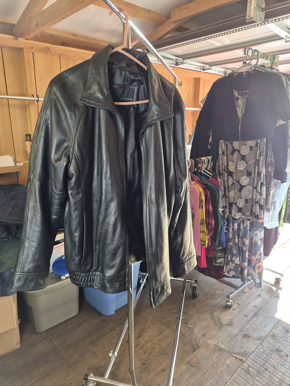 Wilsons Leather Black Men's Bomber Jacket Bin 67